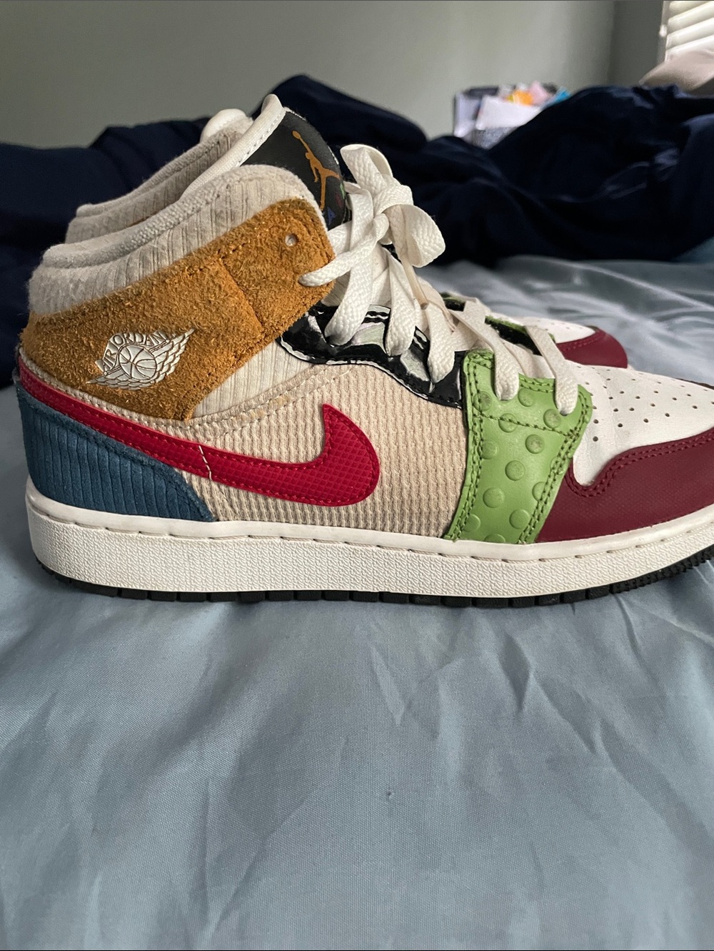 Jordan Kids' Multicolor Mid-Top Sneakers with Red Swoosh